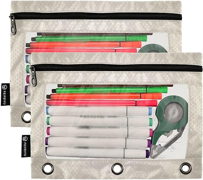 ZAZYXTJ Personalized Western Cowboy Binder Pencil Pouchs 3 Ring with Zipper Clear Window Office Organizers bag for School Students Teacher Supplies 2 Pack