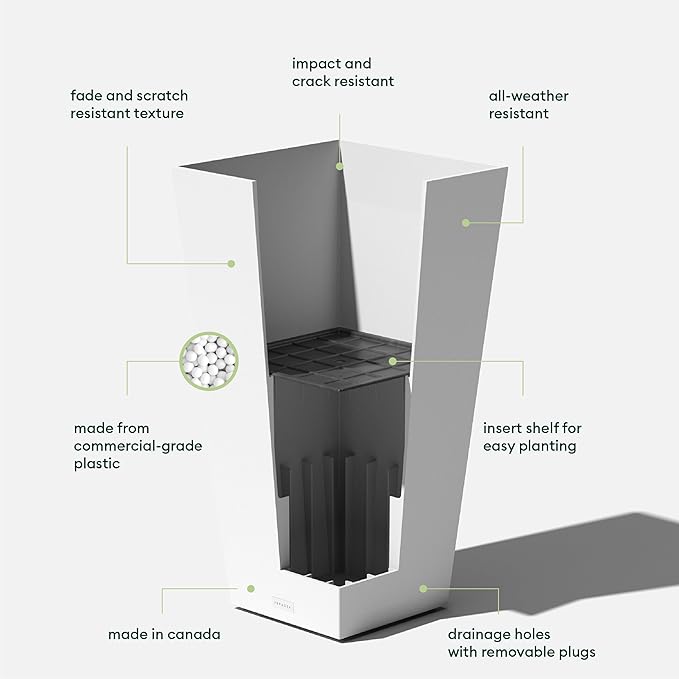 Veradek V-Resin Indoor/Outdoor Taper Planter (30 inch, White)