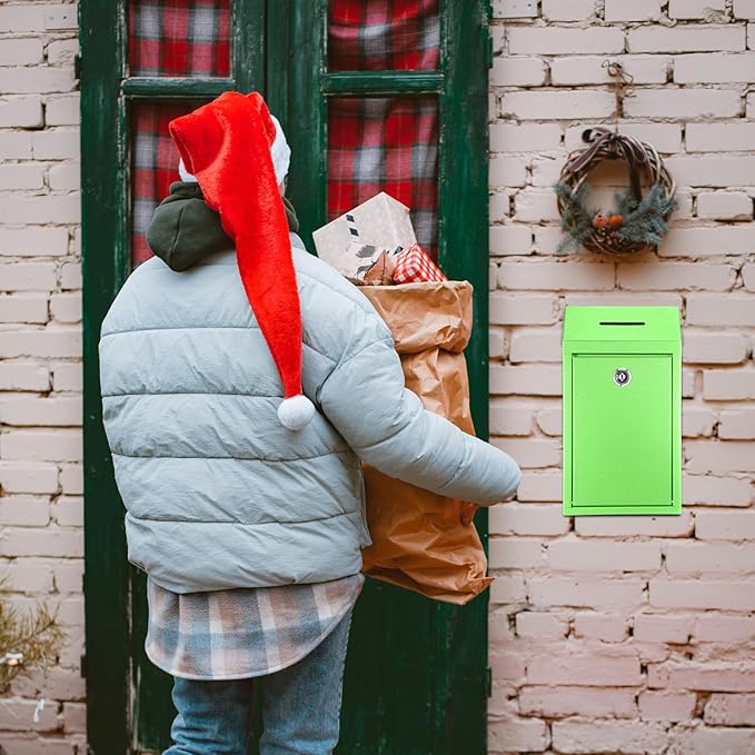 Metal Donation Cash Box Collection Safe Suggestion Box with Lock Wall Mounted Mailbox Delivery Ballot Container for Home Office Outdoor Door