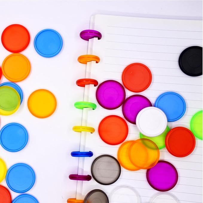 100pcs Discbound Notebook Discs DIY Planner Accessoriesfits for Tul,Levenger,Arc,Happy Planner,Talia(Solid & Clear Mixed,1.26 inch/32mm)