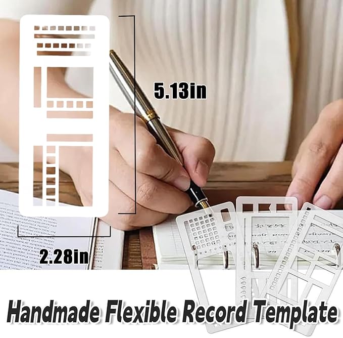 Handmade Flexible Record Template, Planner Stencil Set for Dot Grid Journals, Flexible Drawing and Checklist Templates, for Journaling Checklists Boxes Lines & Daily Planning, Set of 3 Pack (C)