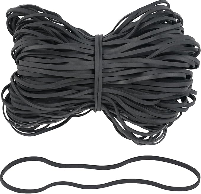 AMUU Rubber Bands Fits 8-33 Gallon Trash Cans Black Large 120 Pack Size #117B (7" x 1/8") for Trash Cans Big Large Strong Elastic Bands for Office Supplies File Folders Litter Box