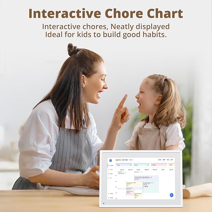10.1" Digital Calendar Chore Chart – 1080P Full HD Interactive Touchscreen, Smart Family Planner, Hearth Display Digital Wall & Desk Mountable for Seamless Scheduling