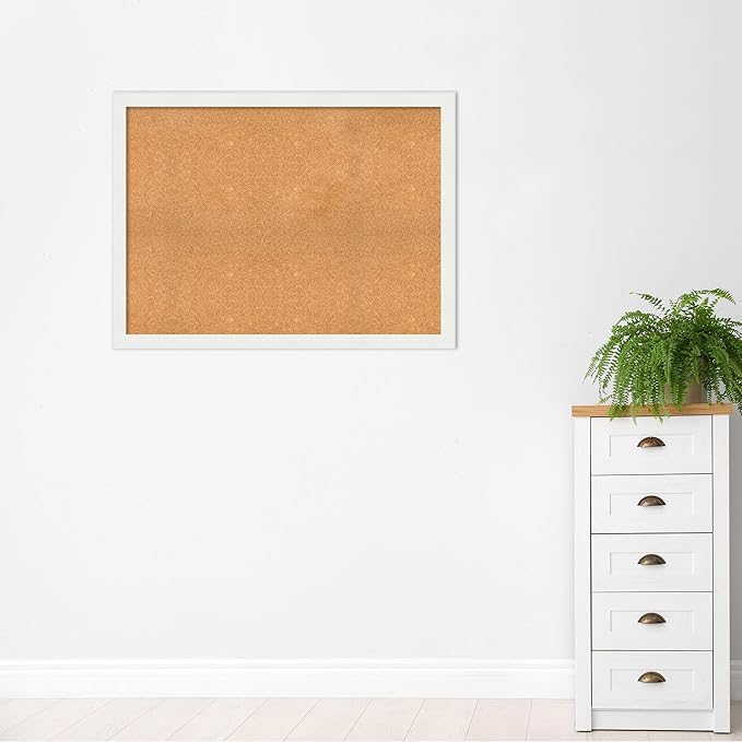 Amanti Art Natural Cork Board for Wall, 35x47 Vision Board with White Frame, Oversize Corkboard Office Decor for Home Organization, Casual Corkboard Pinboard to Display Items for Home Organization in
