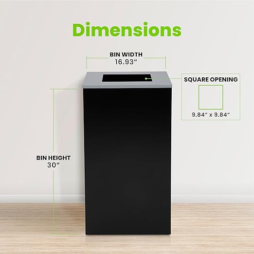 Alpine Industries Square Lid 29 Gallon Sturdy Steel Cube Recycling Container, Square Opening - 3 Color Cans Available Sold Separately (Lid Square Opening)