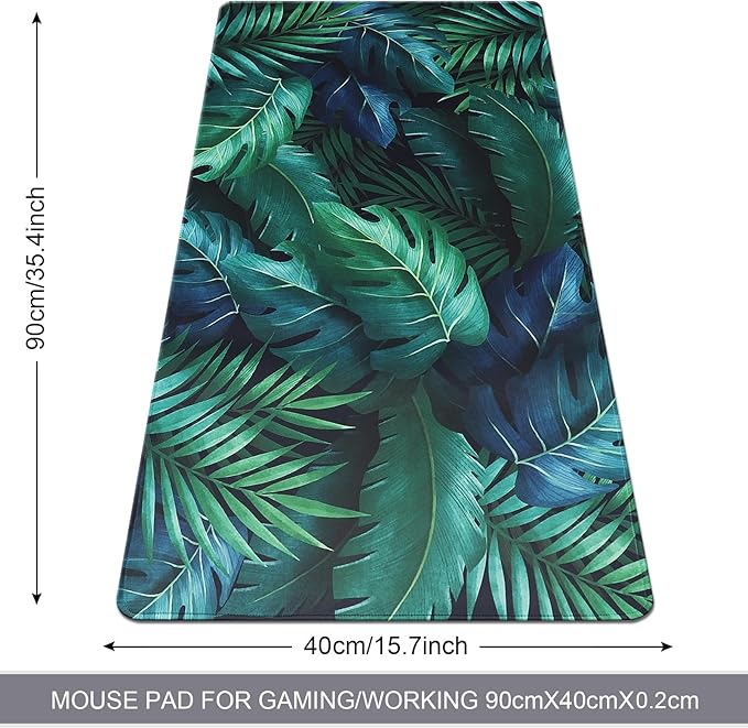 XXL Gaming Mouse Pad 35.4x15.7 Professional Large Mouse Pad & Computer Game Mouse Mat-90x40 Greenleaf