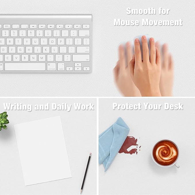Hsurbtra Desk Pad, 35.5" x 17" PU Leather Desk Mat, XXL Extended Mouse Pad, Waterproof Desktop Blotter Protector, Non-Slip Ultra Thin Large Laptop Keyboard Writing Mat for Office Home, White