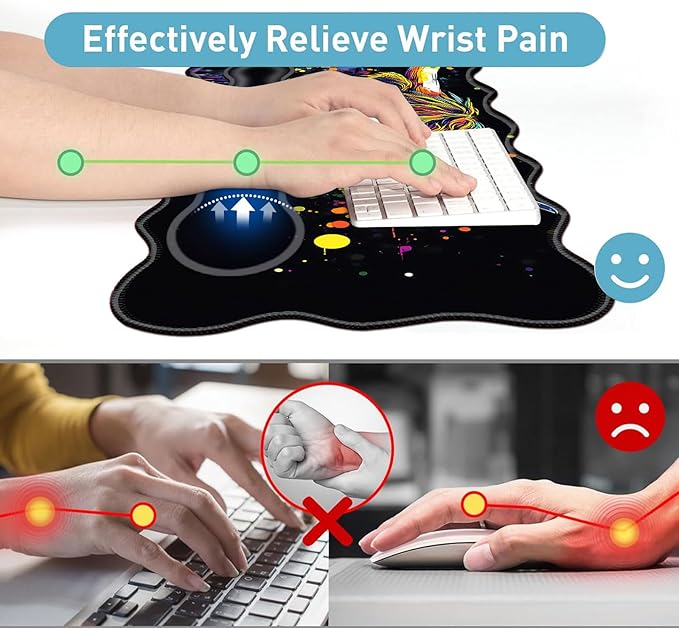 Large Mouse Pad and Keyboard Wrist Rest, Desk Pad for Keyboard and Mouse, 4-in-1 Large Gaming Mouse Pad with Wrist Support, Desk Mat for Home Office Study Game-Colorful Highland Cow