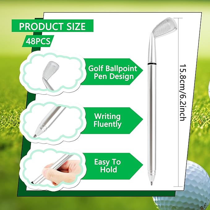 48 Pieces Golf Clubs Pens Golf Ballpoint Pens Golfing Pen Bulk Funny Props for Students Boss School Office Stationery Supplies