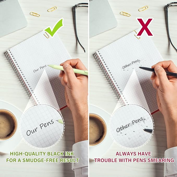 14-Pack Pastel Ballpoint Pens, Medium 1.0mm Black Ink, Retractable - For Smooth Writing and Journaling