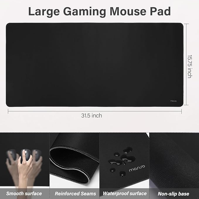 MOSISO Large Gaming Mouse Pad&Massage Keyboard Wrist Rest&Mousepad&Wrist Rest&Coaster,Ergonomic Non-Slip Base Pad Set&Pain Relief Easy Typing Cushion with Memory Foam for Home Office, Black