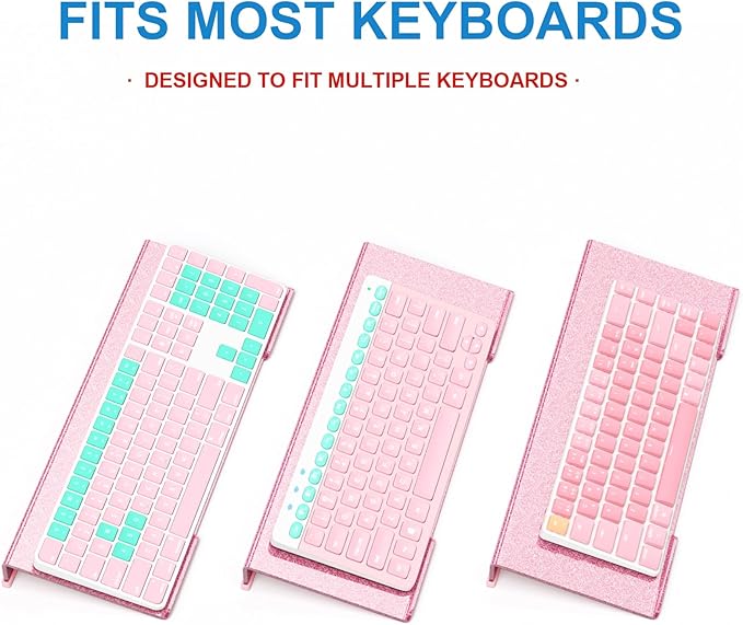 WINFFOR Comfortable Computer Keyboard Stand - Ergonomic Keyboard Riser Acrylic Tilted Keyboard Holder for Easy Typing&Working at Home Office - Fits All Keyboard Sizes - 17'' Wide (Glitter Pink)