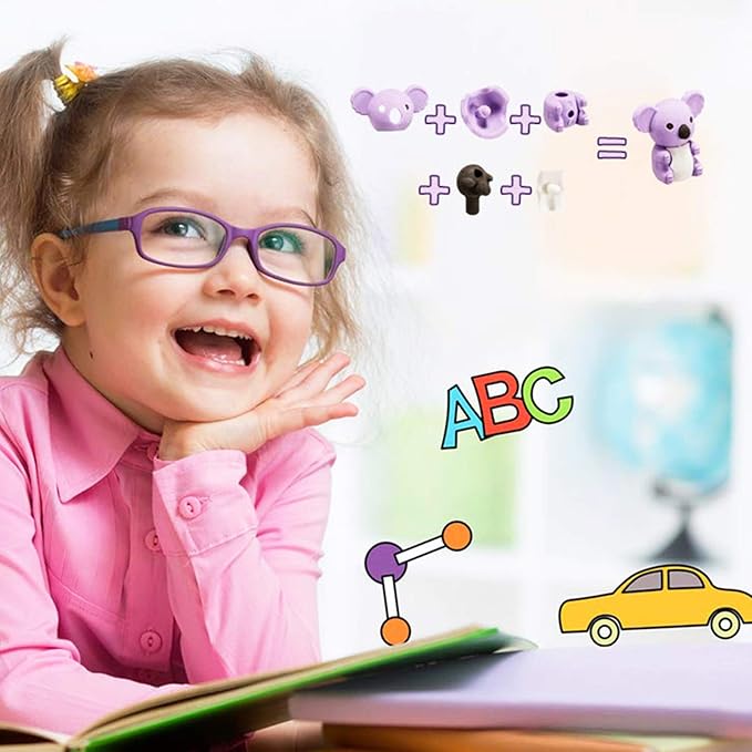 64Pcs Animal Erasers Bulk Cute Desk Pets Kids Puzzle Erasers Take Apart Cool 3D Eraser Mini Pencil Eraser Fun Party Favors for School Supplies Classroom Rewards Easter Egg Fillers Gifts