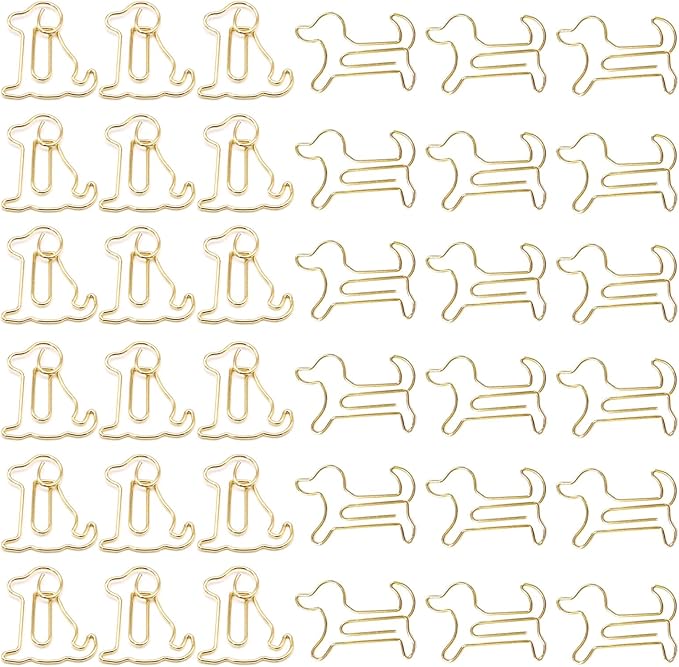80 Pcs Gold Dog Creative Metal Paper Clips - Fun Office Supplies for Dog Lovers (Gold Dog)