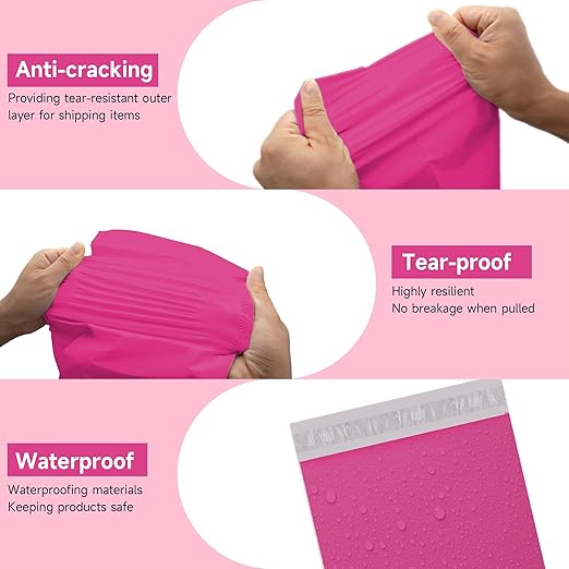 Pink Poly Mailers 24x24 100 Pcs, Cute Waterproof Shipping Bags with Self-Seal Adhesive, Durable Tear-Resistant Shipping Envelopes for Clothing
