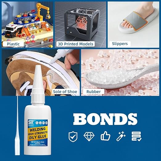 SXhyf Welding High-Strength Oily Glue - 2 Packs Ceramic Glue, Super Glue for Porcelain and Pottery Repair, Glass, Metal, Plastic, Wood, Leather, Crafts, Tile, Rubber and More, 3.52 oz (100 Gram)
