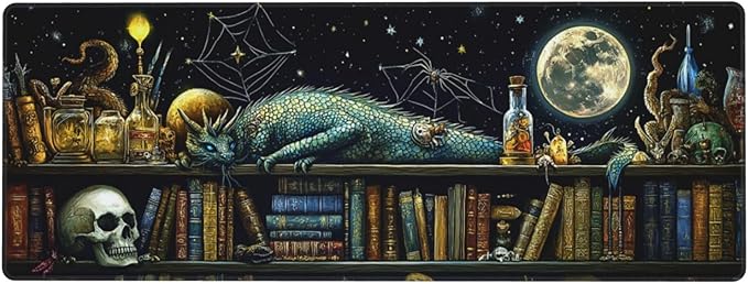 Dragon Mystical Mouse Pad 31.5 X 11.8 Inch Big Desk Rubber Base Stitched Edges Keyboard Pad XXL Mouse Mat for Home Game and Office