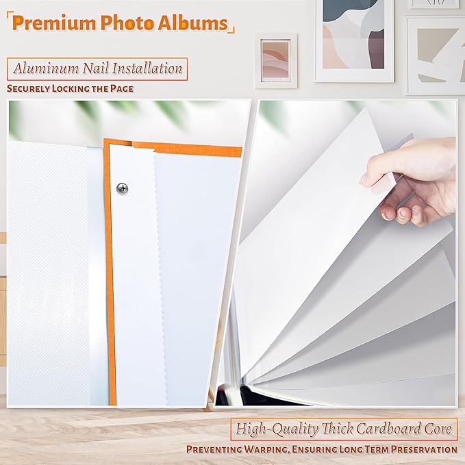 Photo Album Self Adhesive Scrapbook,120 Pages Large Photo Book for 4x6,5x7,8x10 Pictures,DIY Album for Baby Wedding Family Travel Birthday,with Metallic Pen and Scraper