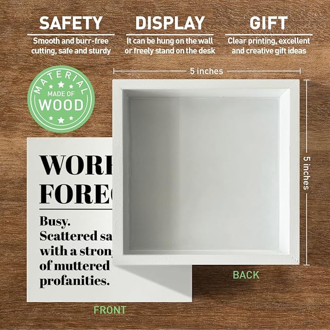 Funny Office Desk Decor, Work Forecast, Home Office Cubicle Decoration for Work Women Men Office Gifts for Coworker Colleague Boss Leader Manager Mentor Supervisor, Wooden Box Sign