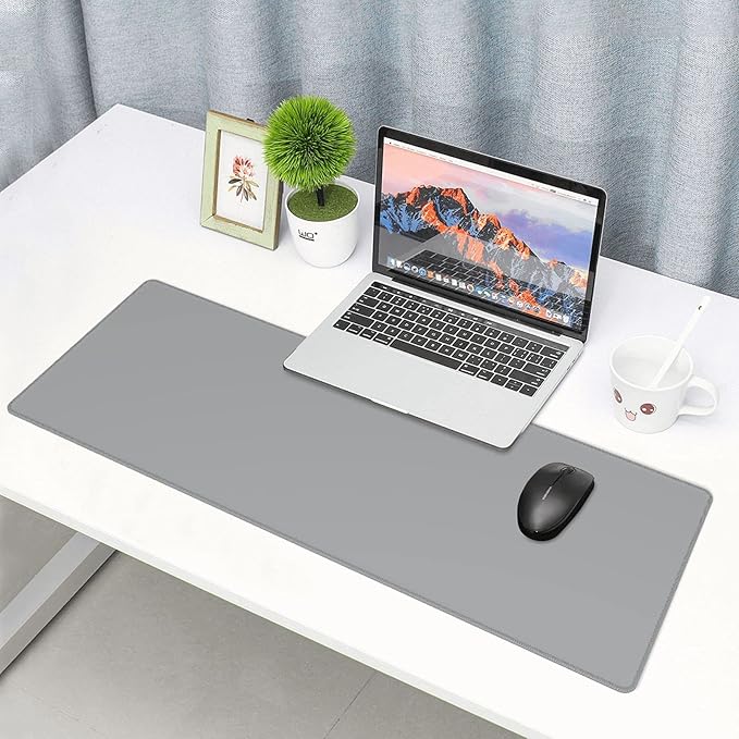 Grey XL Extended Large Gaming Mouse Pad 31.5"x11.8" Non-Slip Rubber with Stitched Edges, Extra Long Desk Mat Computer Laptop Writing Mat for Desktop Office Home
