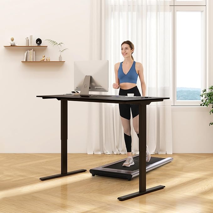 FLEXISPOT Standing Desk Electric Height Adjustable Desk with 63 x 24 Inches Splice Board, Ergonomic Memory Controller, Black Top + Black Frame