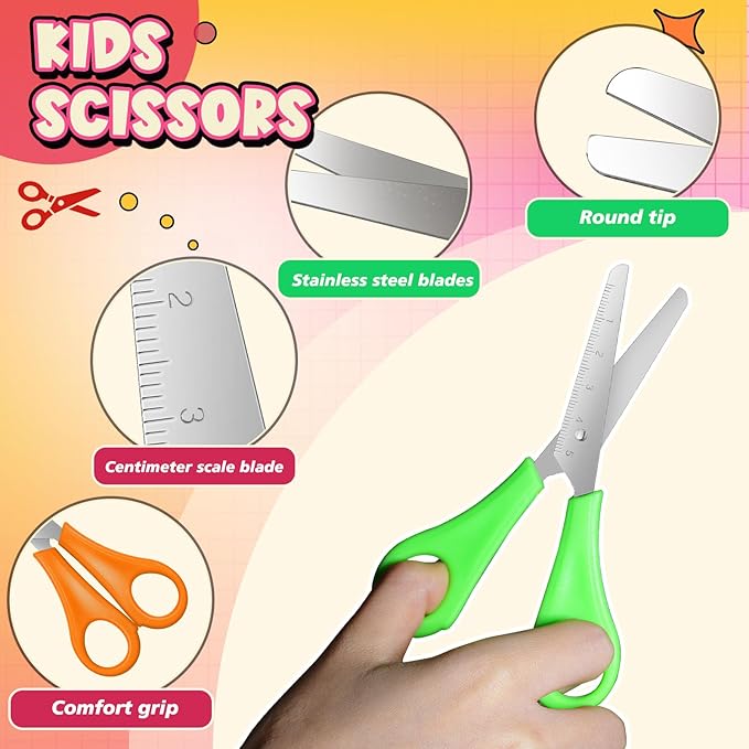 300 Pcs Back to School Supplies Kit, Include 100 Pcs 12 Inch Plastic Rulers 100 Pcs Assorted Colors Highlighters 100 Pcs Student Scissors for Kids Classroom Charity Donation Supplies (300)