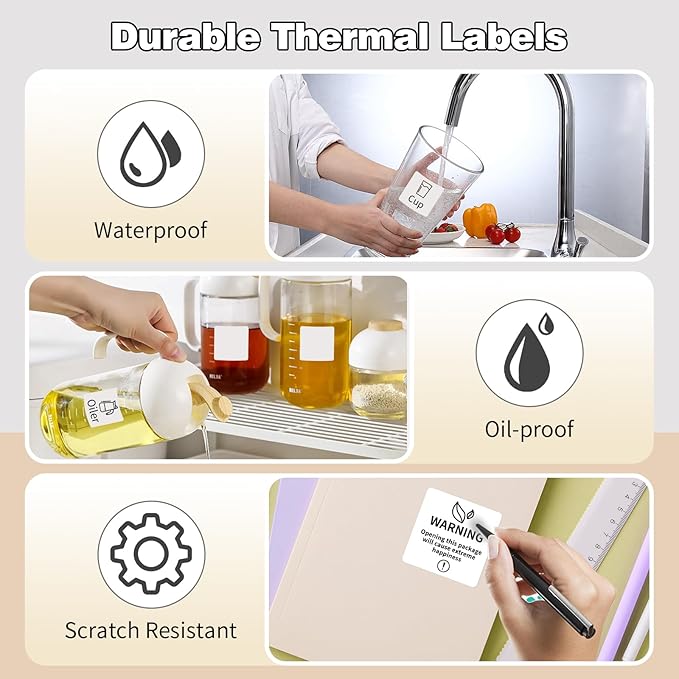 3 Rolls Phomemo Thermal Labels- 1.57''x 1.57'' Sticker Label Compatible for Phomemo M110/M220/M108/M250/M120/M150/M260 Thermal Printer, for Barcode, Address, Mailing, Black on White