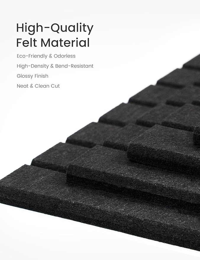 Bumusty Large Cork Board Alternative-36 x24 Felt Bulletin Board Tiles, with 30 Pushpins, 40 Adhesive Tabs, 6-Pack Slat Wall Paneling, Cork Boards for Office Push Pin Board Felt Board-Black