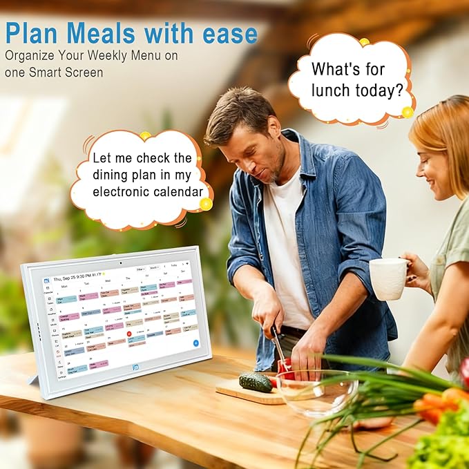 Digital Calendar 15.6 Inch Smart Family Planner & Chore Chart, 1920×1080P Full HD Touchscreen Interactive Display, WiFi Sync, Wall & Desk Mountable, Meal Planner & Home Organizer for Family Schedules & Routines, 2025 Calendar