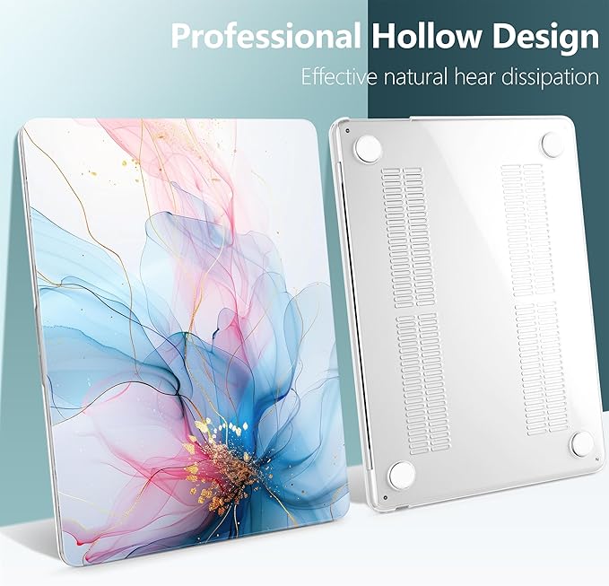 DONGKE Compatible with M4 MacBook Air 15 inch Case 2025-2023 A3241 A3114 A2941 M3 M2 Retina Display Touch ID, Plastic Hard Case & Keyboard Skin for MacBook Air 15" - Soft Flowing Colors