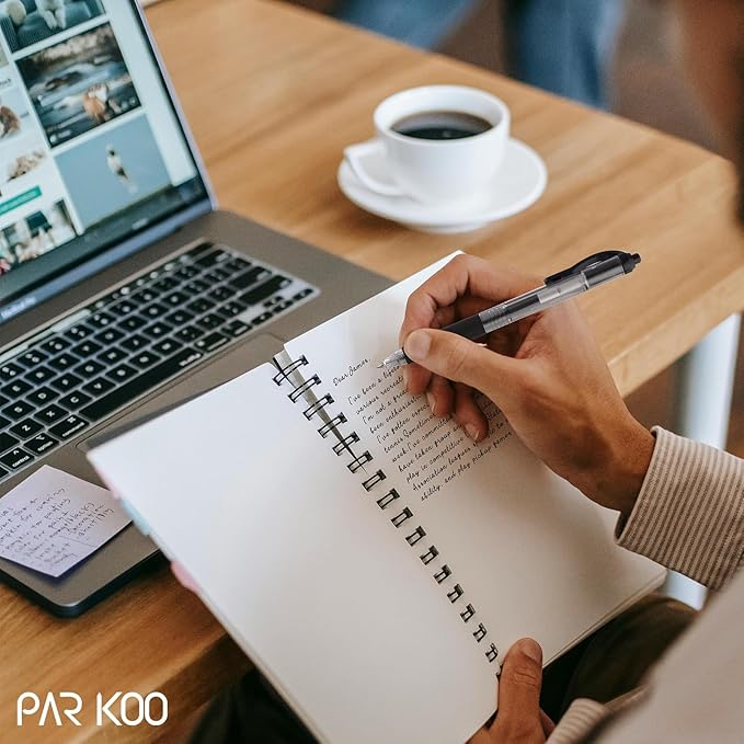 ParKoo Black Gel Pens, 100 Pack Quick Dry Retractable Medium Point 0.7mm Rollerball Gel Ink Pens Smooth Writing with Comfort Grip for School Office Home