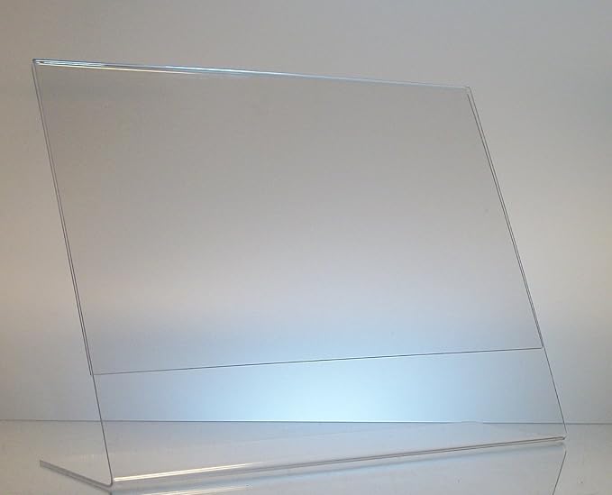 Dazzling Displays Clear Acrylic Sign Holder 6 x 4 - Clear Slanted Sign Holder - Premium Acrylic Sign Holder for Office, Retail, Tradeshow and Home Use (50 Pack)