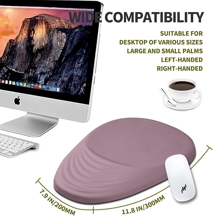 Hokafenle Ergonomic Mouse Pad Wrist Support, Terraced Slope Carpal Tunnel Wrist Pad for Mouse with Unibody Memory Foam, Wrist Rest Pain Relief Mousepad (Pale Purple, 11.8x7.9 in)