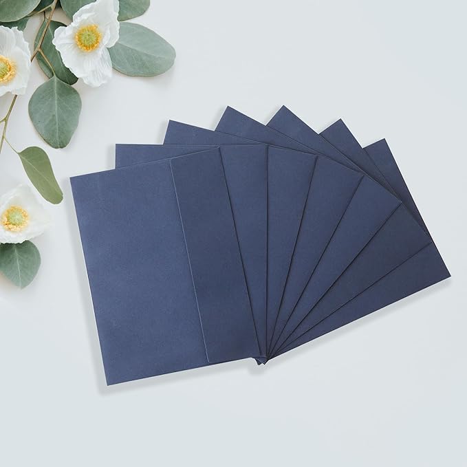 Blue & Navy Blue Envelopes, 50 Pack - A7, 5 x 7 Inch, 120gsm Paper for Invitations, Weddings, Birthdays & Personalized Gifts