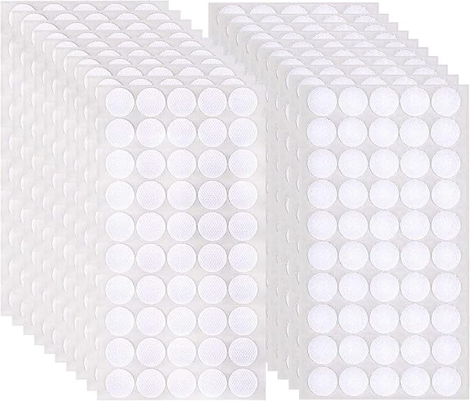 1000Pcs (500 Pairs) 0.78in/20mm Diameter Hook and Loop Self Adhesive Dots Tapes, White Nylon Sticky Back Dots, Fastener Round Tapes for Home, Office and Classroom