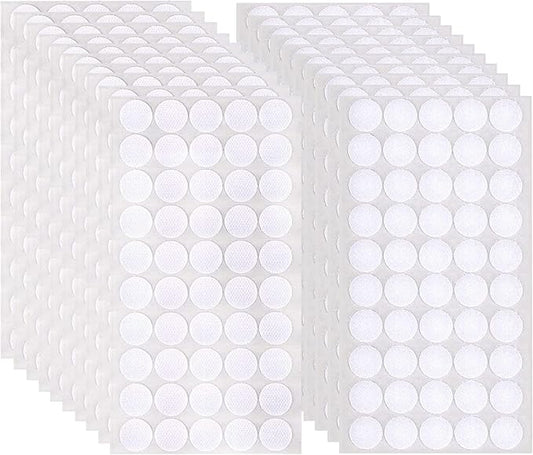 1000Pcs (500 Pairs) 0.78in/20mm Diameter Hook and Loop Self Adhesive Dots Tapes, White Nylon Sticky Back Dots, Fastener Round Tapes for Home, Office and Classroom