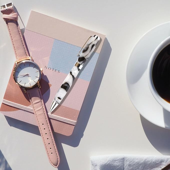 Lanier Pens Tuscany Black & Pearl Ballpoint Pen - Marbleized Gloss Body