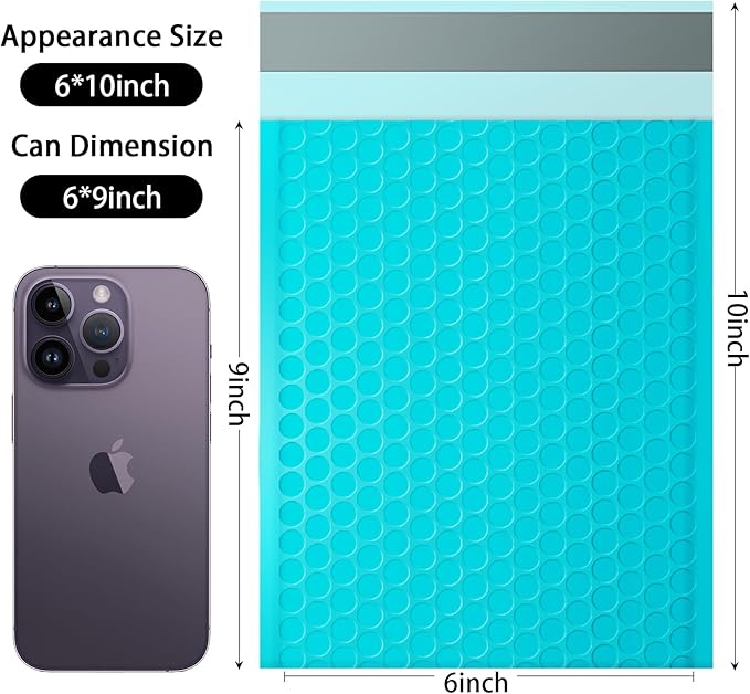 packbabol Bubble Mailers, 6x9 Inch Padded Bubble Mailers Pack of 100 Bubble Envelopes Opaque Self Seal Adhesive Waterproof Bags for Shipping and Packaging (Teal, 6x9-100)