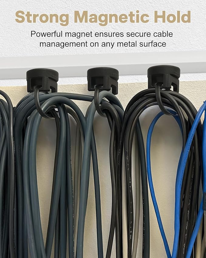 Magnetic Cable Clips Zip Tie Mount Base, Include 20 Pcs 20mm Magnetic Wire Cable Holders with 100 Pcs Heavy Duty Zip, Multipurpose Cable Ties Management Base for Wire, Black