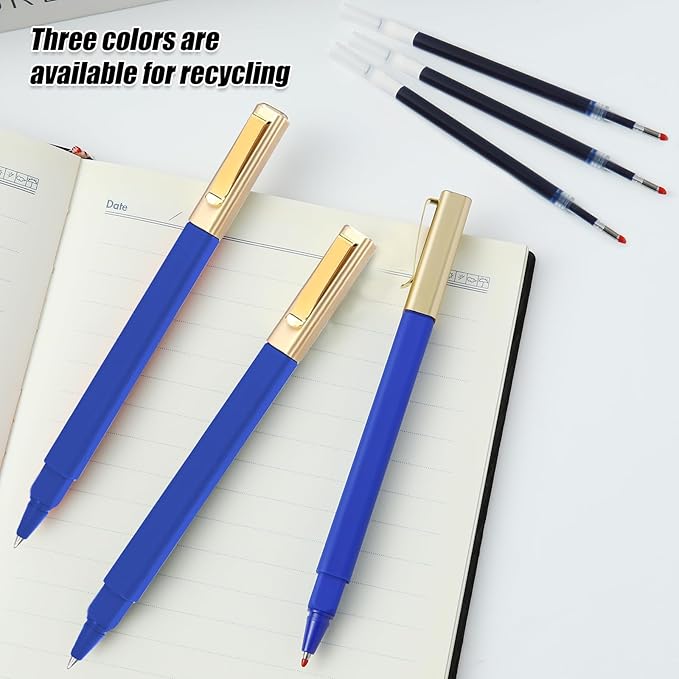 6 Pack Gel Pens Blue 0.5 mm Medium Point Blue Gel Ink Pens with Cap Quick Drying Ballpoint Pen Smooth Writing Fine Point Pen for Journaling School Office Supplies