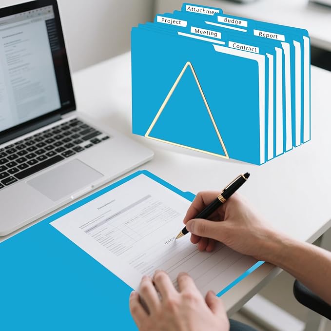 File Folder, HERKKA 30 Pack 1/3 Cut Tab File Folders, File Folders Great for Organizing and Filing, Letter Size, Light Blue