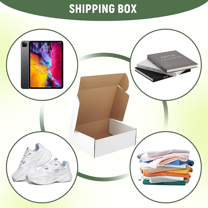 12"x9"x4" Shipping Boxes Set of 5, White Corrugated Cardboard Box Literature Mailer