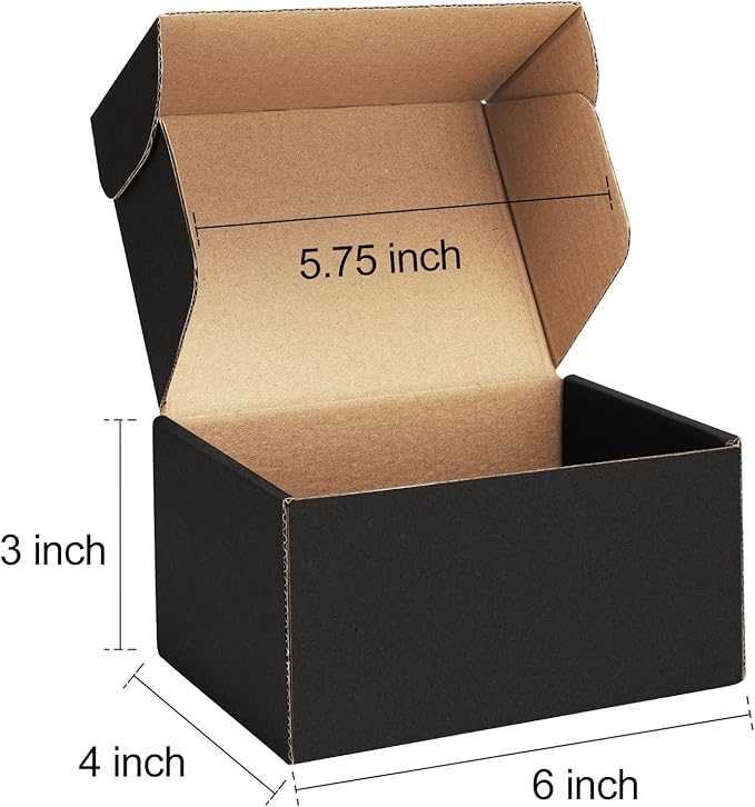 Shipping Boxes 6x4x3 inches Black Small Mailing Boxes 25 Pack Cardboard Corrugated Box Mailers