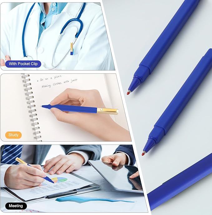 12 Pack Gel Pens Blue 0.5mm Medium Point Blue Gel Ink Pens with Cap Quick Drying Ballpoint Pen Smooth Writing Fine Point Pen for Journaling School Office Supplies