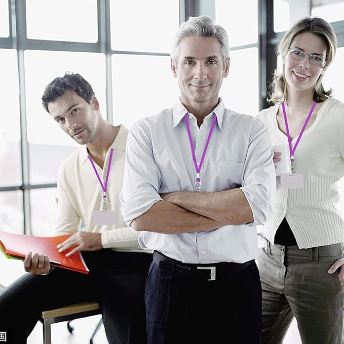 Bulk Lanyards Lanyards for ID Badges,Lanyards with Swivel Hook Clips for Name Tag Lanyard ID Holder (Purple, 100 packs)