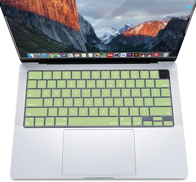 MOSISO Keyboard Cover Skin Compatible with MacBook Air 15 inch M3 A3114 M2 A2941/Air 13.6 A3113 A2681/Pro 14/16 M4 M3 M2 M1, Avocado Green