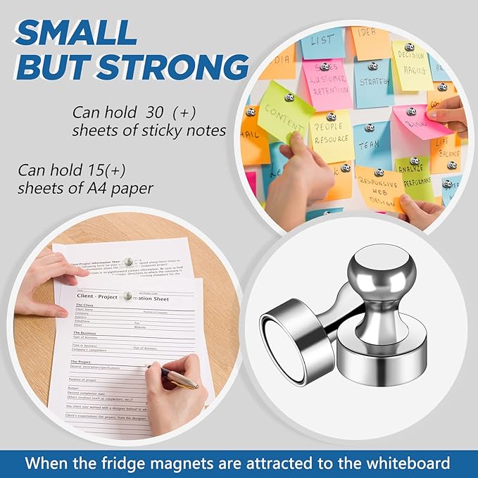 LOVIMAG Fridge Magnets 25Pcs Refrigerator Whiteboard Small Strong Magnet Classroom Kitchen Accessories Decorative Locker Set Decor Must Haves Office Calendar Refrigerador Magnetic Cute Crafts Silver