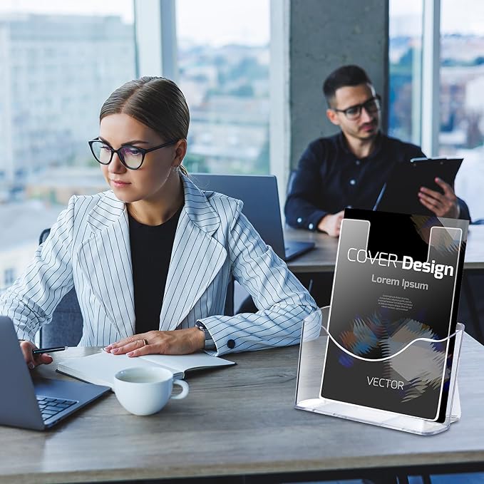 8'' x 10'' Clear Acrylic Literature Shield for 8. 5'' x 11'' Brochure Magazine Holders Clear Brochure Holders Shield to Keep Papers from Falling Forward for Marketing Store Shopping Office(6 Pcs)