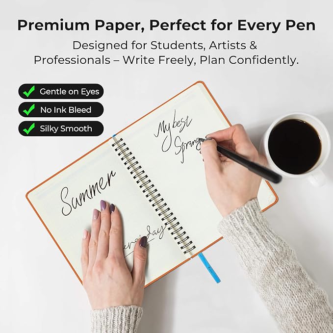 Planner 2025-2026 Daily Weekly and Monthly,11.5"x8.5",18 Months Spiral Bound Calendar Agenda with Self-adhesive Pen Holder,2026 Academic Plan with Vegan Leather Soft Cover,Orange