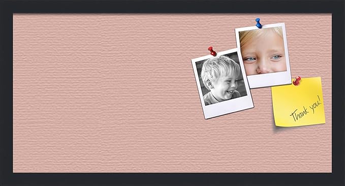 PinPix 24x12 Inch Cork Bulletin Board. This Decorative Framed Pin Board Comes with Pink Pastel Design and a Satin Black Frame. Ideal for Home Office Decor or Message Board (PinPix-1813)